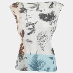 Pleats Please By Issey Miyake Multicolor Printed Pleated Top M