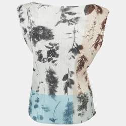 Pleats Please By Issey Miyake Multicolor Printed Pleated Top M