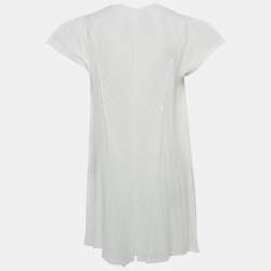 مملوكة مسبقًا Pleats Please By Issey Miyake White Plisse Buttoned Overlay Jacket L