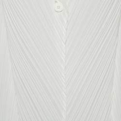 مملوكة مسبقًا Pleats Please By Issey Miyake White Plisse Buttoned Overlay Jacket L