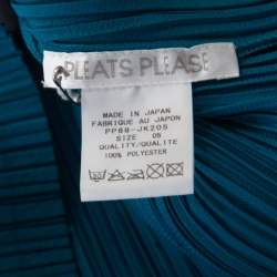 Pleats Please By Issey Miyake Emerald Green Micro Pleated Long Sleeve Top XS