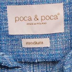 Poca & Poca Blue Canvas Ruffled Bead Detail Maxi Dress M