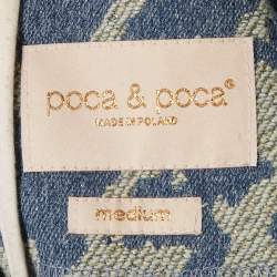Pre Owned Poca & Poca Blue Houndstooth Belted Wide Leg Jumpsuit M