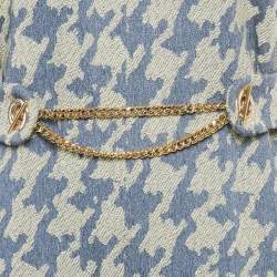 Pre Owned Poca & Poca Blue Houndstooth Belted Wide Leg Jumpsuit M