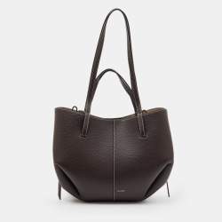 Pre Owned Polene Dark Brown Leather Cyme Mini Tote