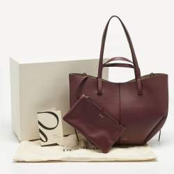 Pre Owned Polene Burgundy Leather Cyme Tote