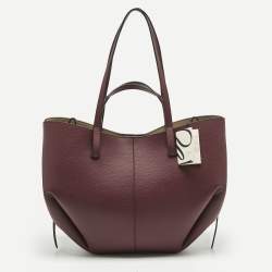 Pre Owned Polene Burgundy Leather Cyme Tote