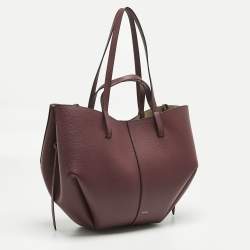 Pre Owned Polene Burgundy Leather Cyme Tote