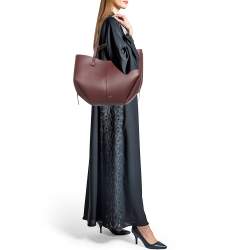 Pre Owned Polene Burgundy Leather Cyme Tote