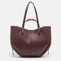 Pre Owned Polene Burgundy Leather Cyme Tote