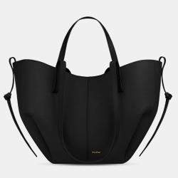 Pre Owned Polene Cyme Mini Grained Black Edition Calfskin Leather Shoulder Bag