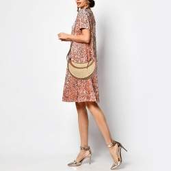 Pre Owned Polène Numero Dix Brown/Natural Crochet Raffia and Leather Shoulder Bag