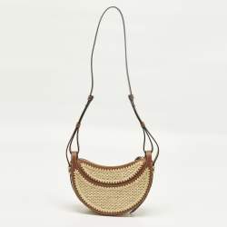 Pre Owned Polène Numero Dix Brown/Natural Crochet Raffia and Leather Shoulder Bag