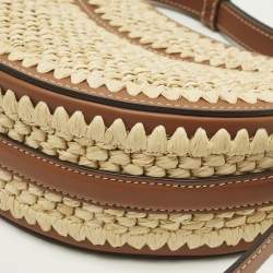 Pre Owned Polène Numero Dix Brown/Natural Crochet Raffia and Leather Shoulder Bag