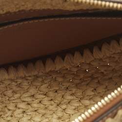 Pre Owned Polène Numero Dix Brown/Natural Crochet Raffia and Leather Shoulder Bag