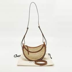 Pre Owned Polène Numero Dix Brown/Natural Crochet Raffia and Leather Shoulder Bag