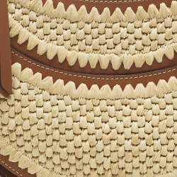 Pre Owned Polène Numero Dix Brown/Natural Crochet Raffia and Leather Shoulder Bag