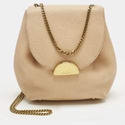 Pre Owned Polene Beige Leather Mini Numéro Un Shoulder Bag