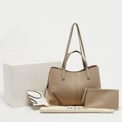 Pre Owned Polene Beige Leather Mini Cyme Tote