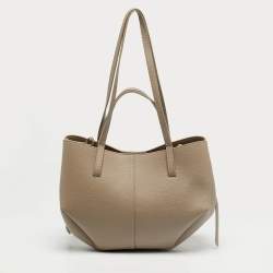 Pre Owned Polene Beige Leather Mini Cyme Tote