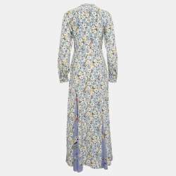 مملوكة مسبقًا Polo Ralph Lauren Blue Floral Printed Silk Maxi Dress S