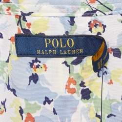 مملوكة مسبقًا Polo Ralph Lauren Blue Floral Printed Silk Maxi Dress S