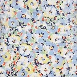 مملوكة مسبقًا Polo Ralph Lauren Blue Floral Printed Silk Maxi Dress S