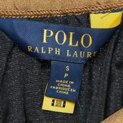 Pre Owned Polo Ralph Lauren Gold Sequin Plisse Midi Skirt S