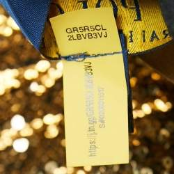 Pre Owned Polo Ralph Lauren Gold Sequin Plisse Midi Skirt S