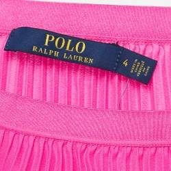Pre Owned Polo Ralph Lauren Pink Crepe Plisse Midi Skirt S