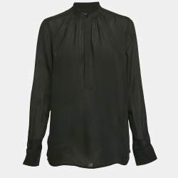 Pre Owned Polo Ralph Lauren Black Chiffon Long Sleeve Blouse S