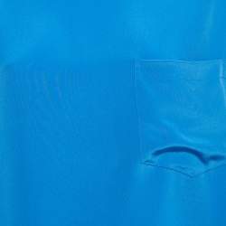 Pre Owned Polo Ralph Lauren Blue Silk Short Sleeve Blouse L