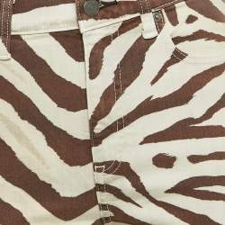 Pre Owned Polo Ralph Lauren Beige Animal Print Denim Ankle Length Jeans M Waist 28"