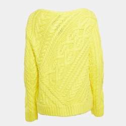 Polo Ralph Lauren Yellow Cotton Cable Knit Sweater L