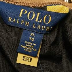 مملوكة مسبقًا Polo Ralph Lauren Gold Sequin Plisse Midi Skirt XL