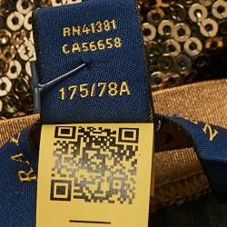 مملوكة مسبقًا Polo Ralph Lauren Gold Sequin Plisse Midi Skirt XL