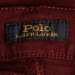 Pre Owned Polo Ralph Lauren Burgundy Denim Tompkins High Rise Jeans S Waist 26"