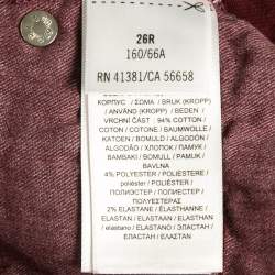 Pre Owned Polo Ralph Lauren Burgundy Denim Tompkins High Rise Jeans S Waist 26"