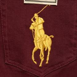 Pre Owned Polo Ralph Lauren Burgundy Denim Tompkins High Rise Jeans S Waist 26"
