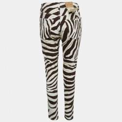 Pre Owned Polo Ralph Lauren Brown Animal Print Denim High Rise Tompkins Jeans M Waist 28"