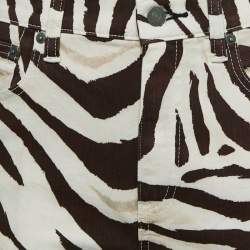 Pre Owned Polo Ralph Lauren Brown Animal Print Denim High Rise Tompkins Jeans M Waist 28"