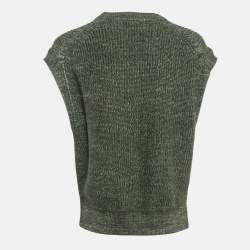 Pre Owned Polo Ralph Lauren Olive Green Rib Knit Sweater Vest XS
