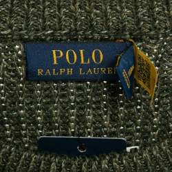 Pre Owned Polo Ralph Lauren Olive Green Rib Knit Sweater Vest XS