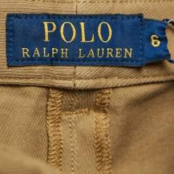 Pre Owned Polo Ralph Lauren Brown Cotton Suede Trim Breeches Pants M