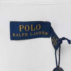 Pre Owned Polo Ralph Lauren White Silk Blend Crepe Long Sleeve Blouse S