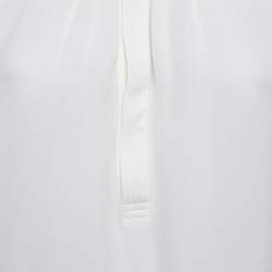 Pre Owned Polo Ralph Lauren White Silk Blend Crepe Long Sleeve Blouse S