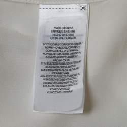 Pre Owned Polo Ralph Lauren White Silk Blend Crepe Long Sleeve Blouse S