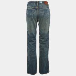 Pre Owned Polo Ralph Lauren Blue Distressed Denim Slim Jeans M Waist 30"