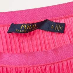 مملوكة مسبقًا Polo Ralph Lauren Pink Plisse Crepe Midi Skirt S