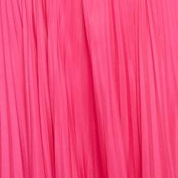 مملوكة مسبقًا Polo Ralph Lauren Pink Plisse Crepe Midi Skirt S